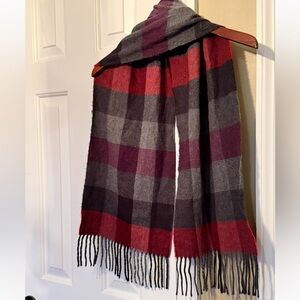 Vintage Geoffrey Beene Plaid Fringe Scarf Made In Italy unisex